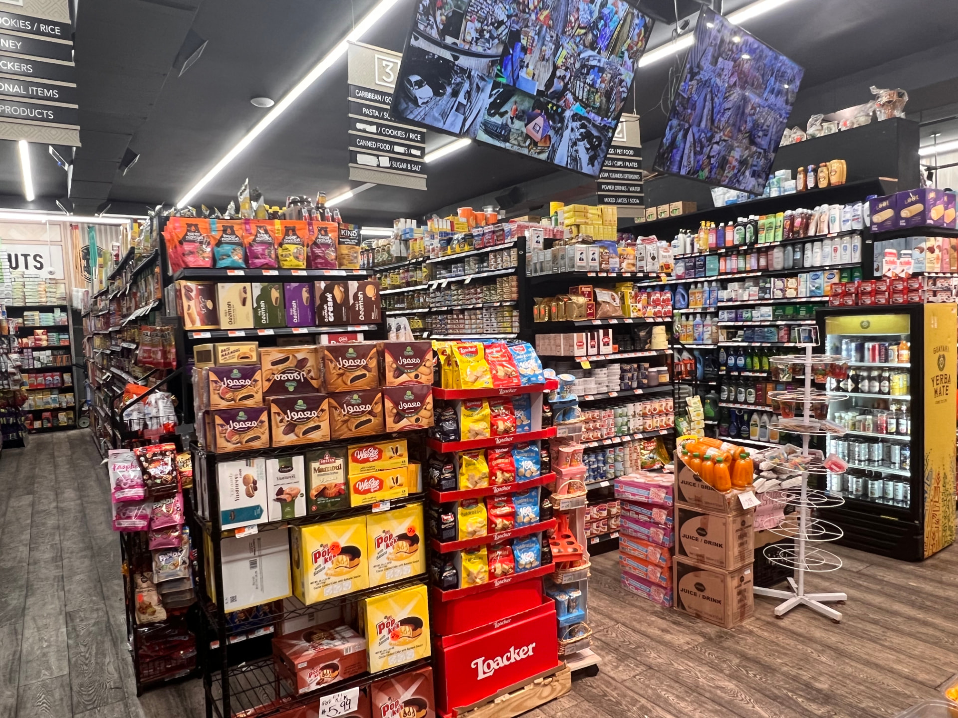 Grocery aisles stocked with international products
